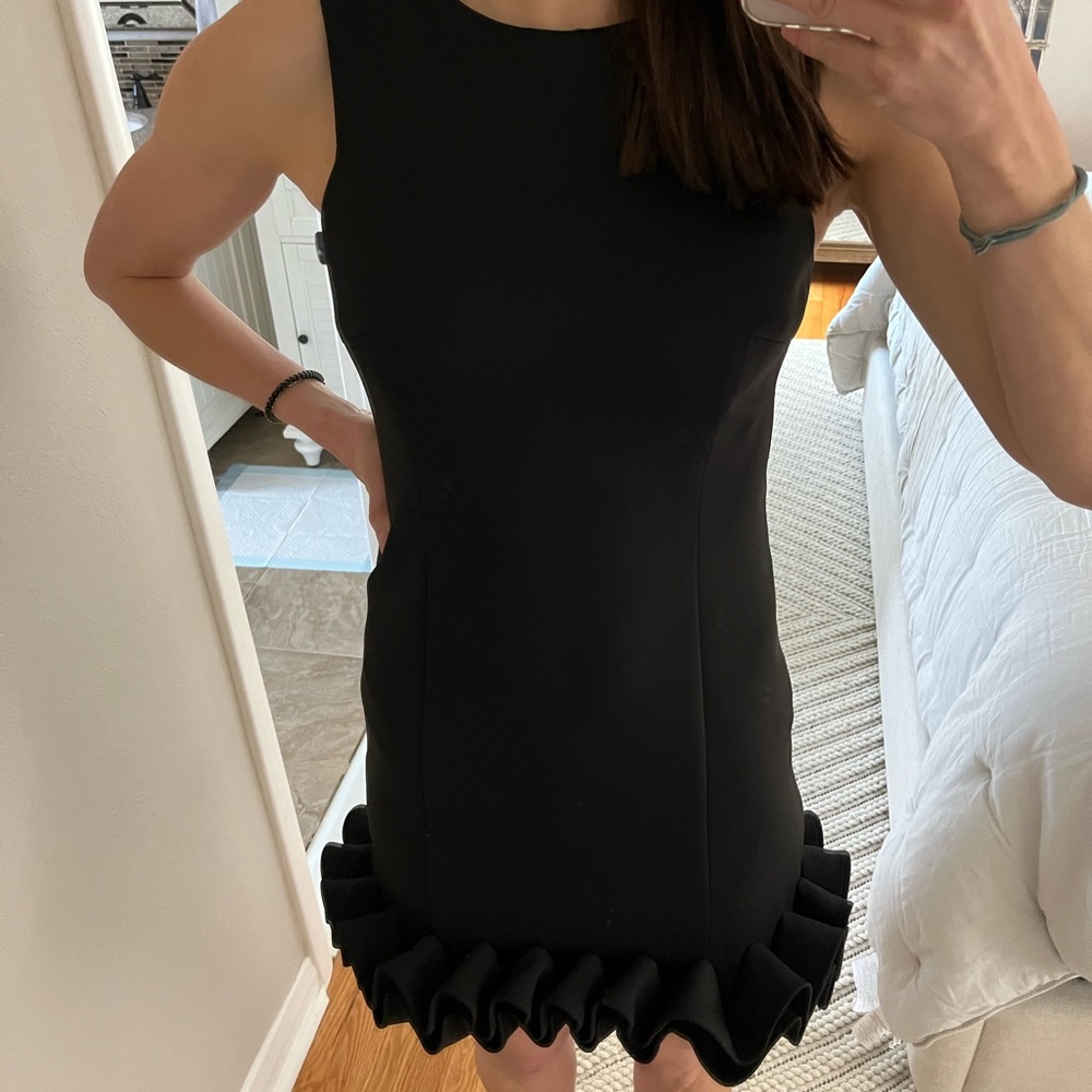 Nicole Miller Neoprene Black Ruffle Hem Dress - Picture 9 of 9
